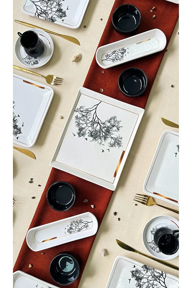 Dilek Ağacı 27 Parça 6 Kişilik Lüx Kahve Fincanlı Kahvaltı Takımı